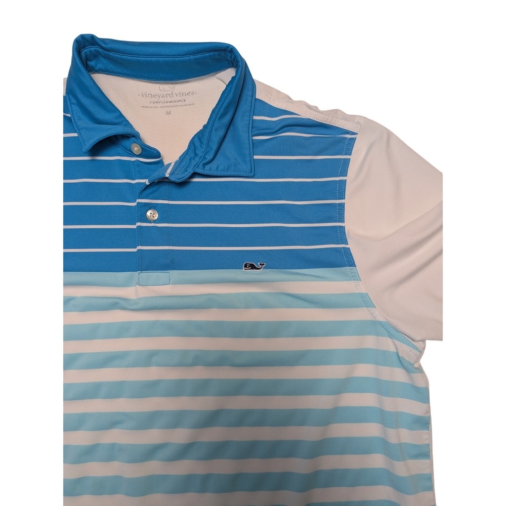 Vineyard Vines Patterson Blue Stripe Collared Performance Polo Golf Shirt Medium